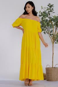 Twirl! Tiered Maxi Dress/Yellow
