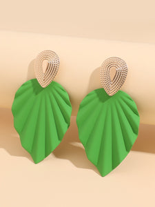 Leaf Drop Earrings-Green