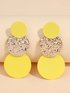 3 Layer Drop Earrings-Yellow/Gold