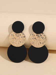3 Layer Drop Earrings-Black/Gold