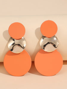 3 Layer Drop Earrings-Orange/Gold