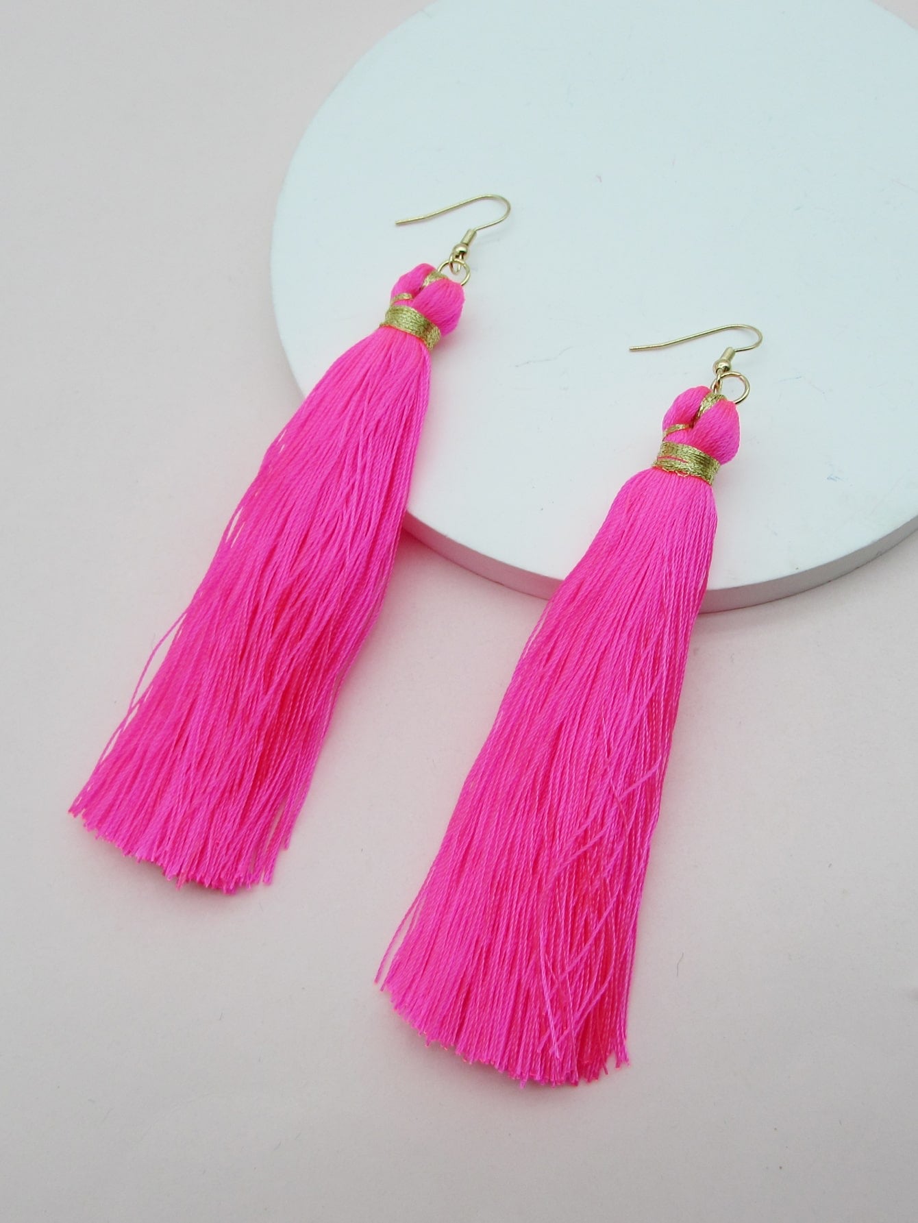 Tassel Earrings-Hot Pink