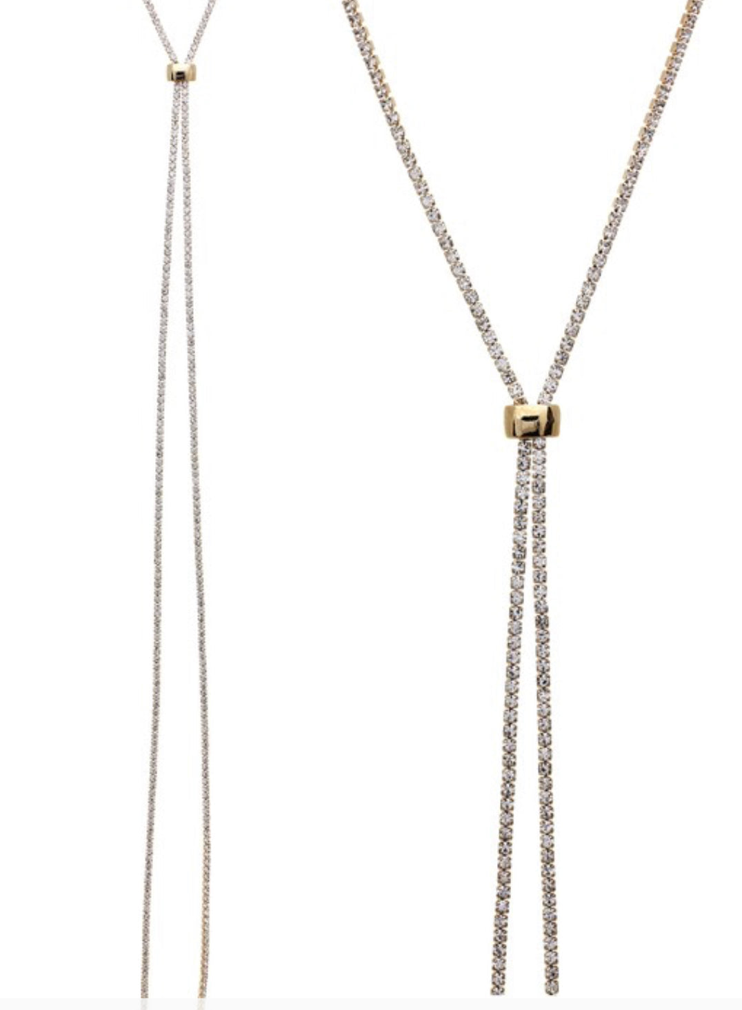 Rhinestones Slider Necklace/Gold