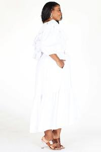 Crystal White Ruffled Dress Plus