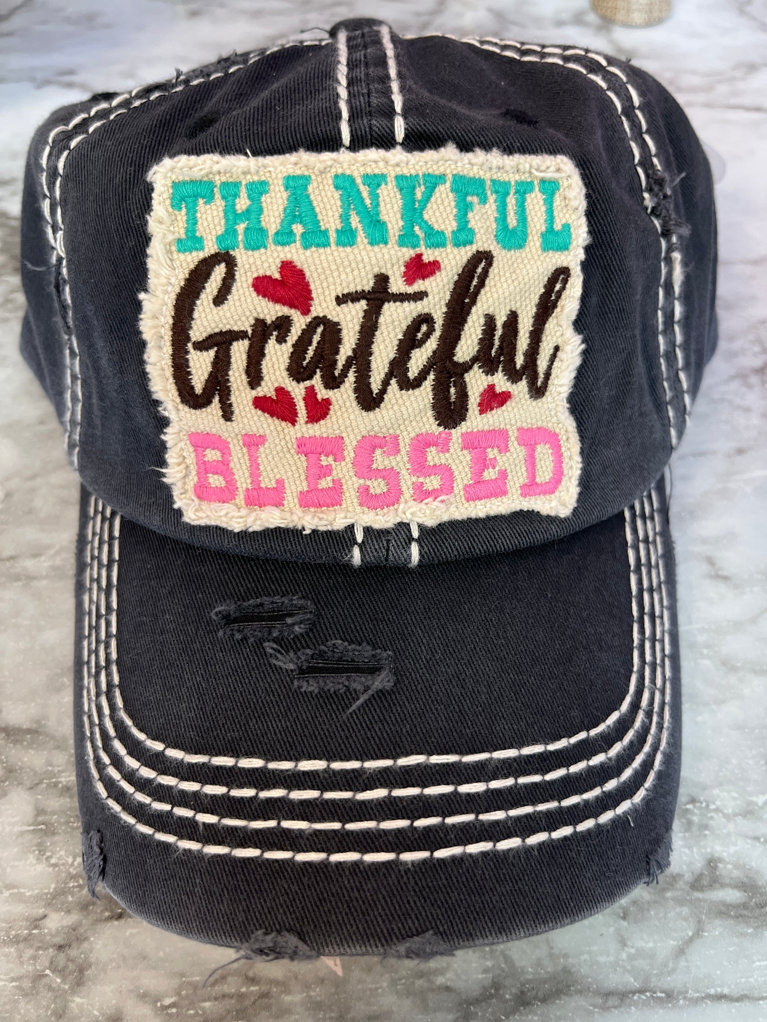 Thankful Grateful Blessed Cap/Black